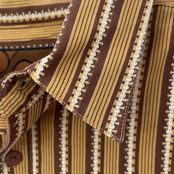 RARE Prana Long sleeve button down collared brown shirt size large old logo - Picture 12 of 17